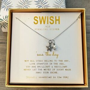 Swish 925 Sterling Silver Pendant Necklace Seas the Day starfish New in Box!